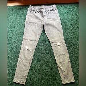 LOFT Gray Skinny Jeans with Distressed Details